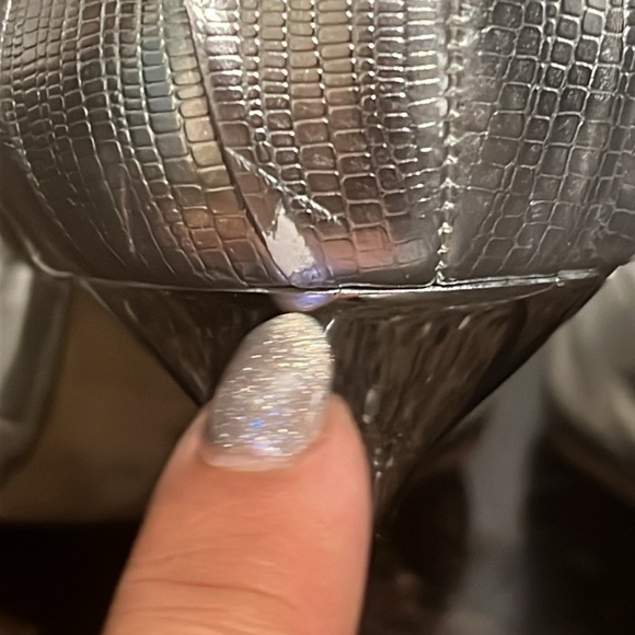 Aldo Silver High Heels Leather Open Toe Stilettos W/ Rhinestones Women's Sz 8 - Picture 7 of 9